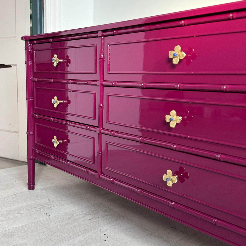 Newly Made 9 Drawer Faux Bamboo Dresser - Custom Lacquered The Resplendent Home