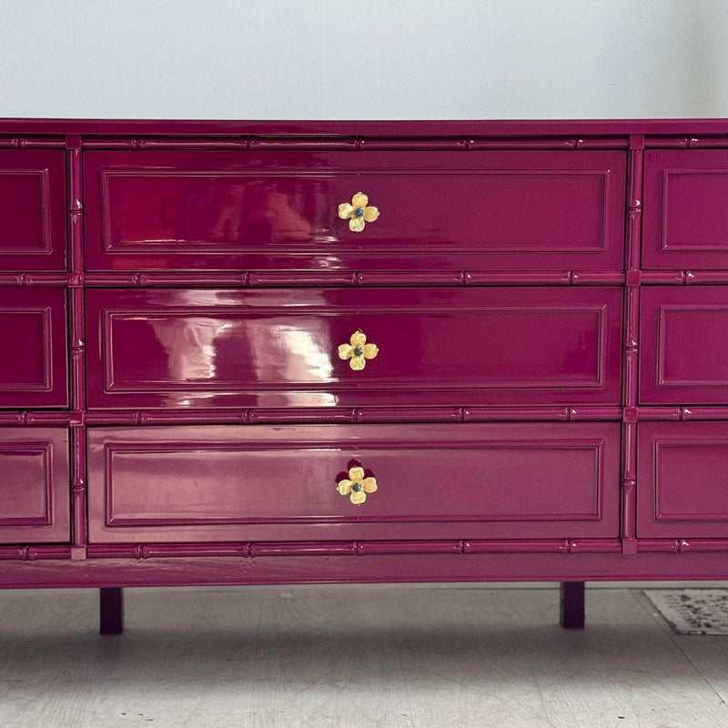 Newly Made 9 Drawer Faux Bamboo Dresser - Custom Lacquered The Resplendent Home