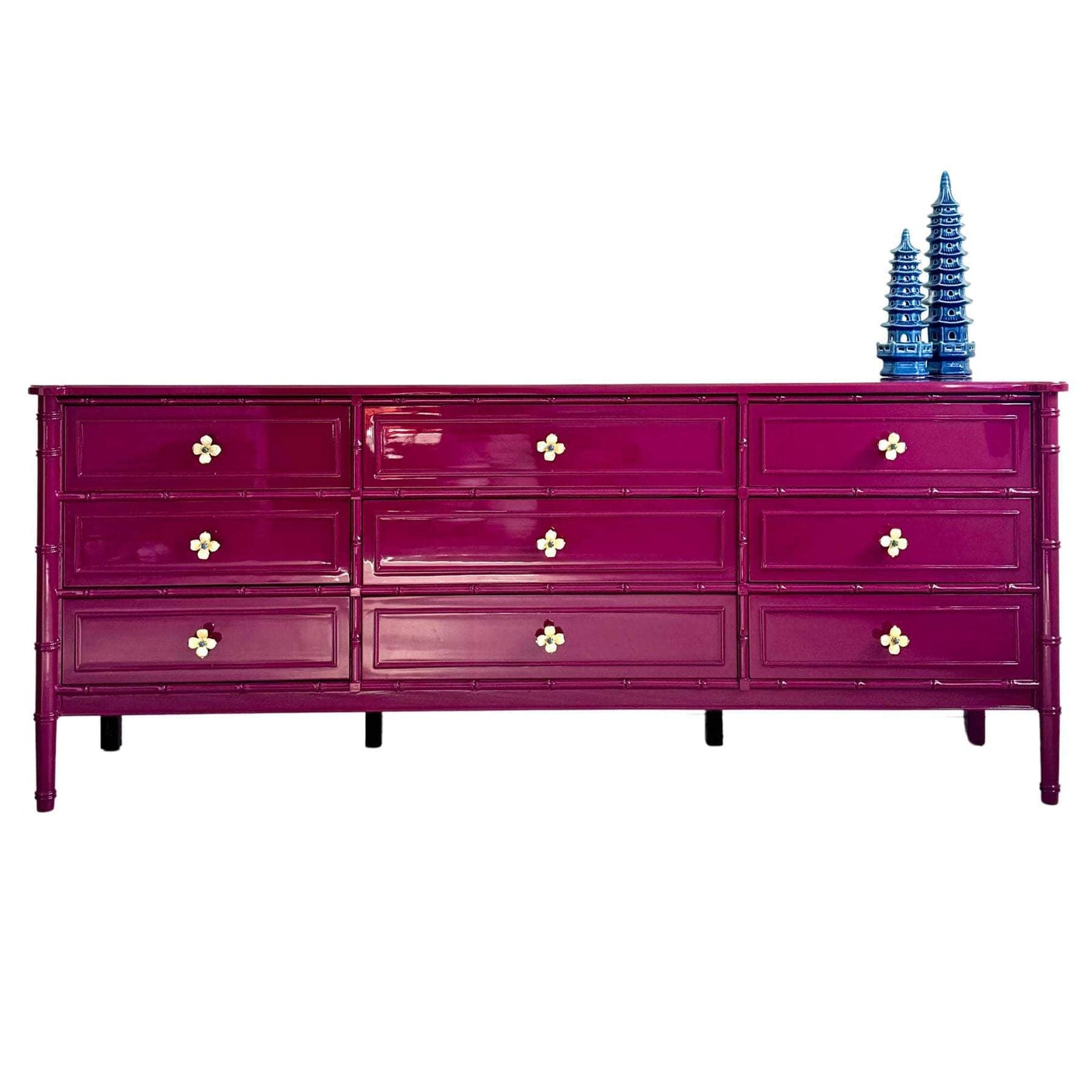 pink bamboo dresser Faux Bamboo Six Drawer Dresser