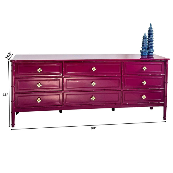 Newly Made 9 Drawer Faux Bamboo Dresser - Custom Lacquered The Resplendent Home