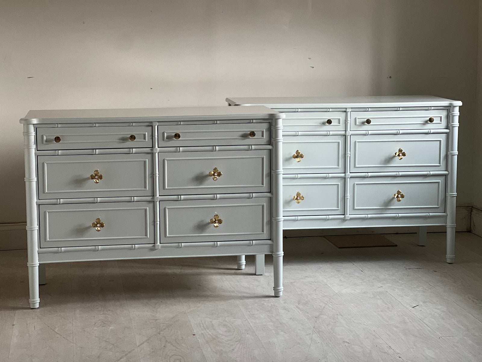 Six Drawer Faux Bamboo Nightstands | The Resplendent Crow