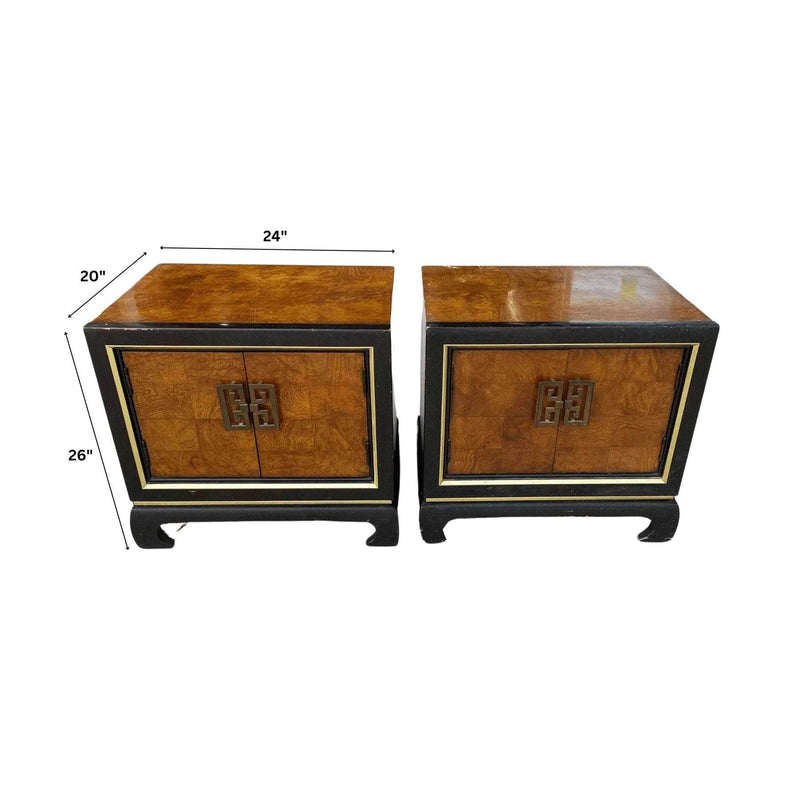 Nightstands Vintage Chinoiserie Nightstands - Lacquered The Resplendent Crow