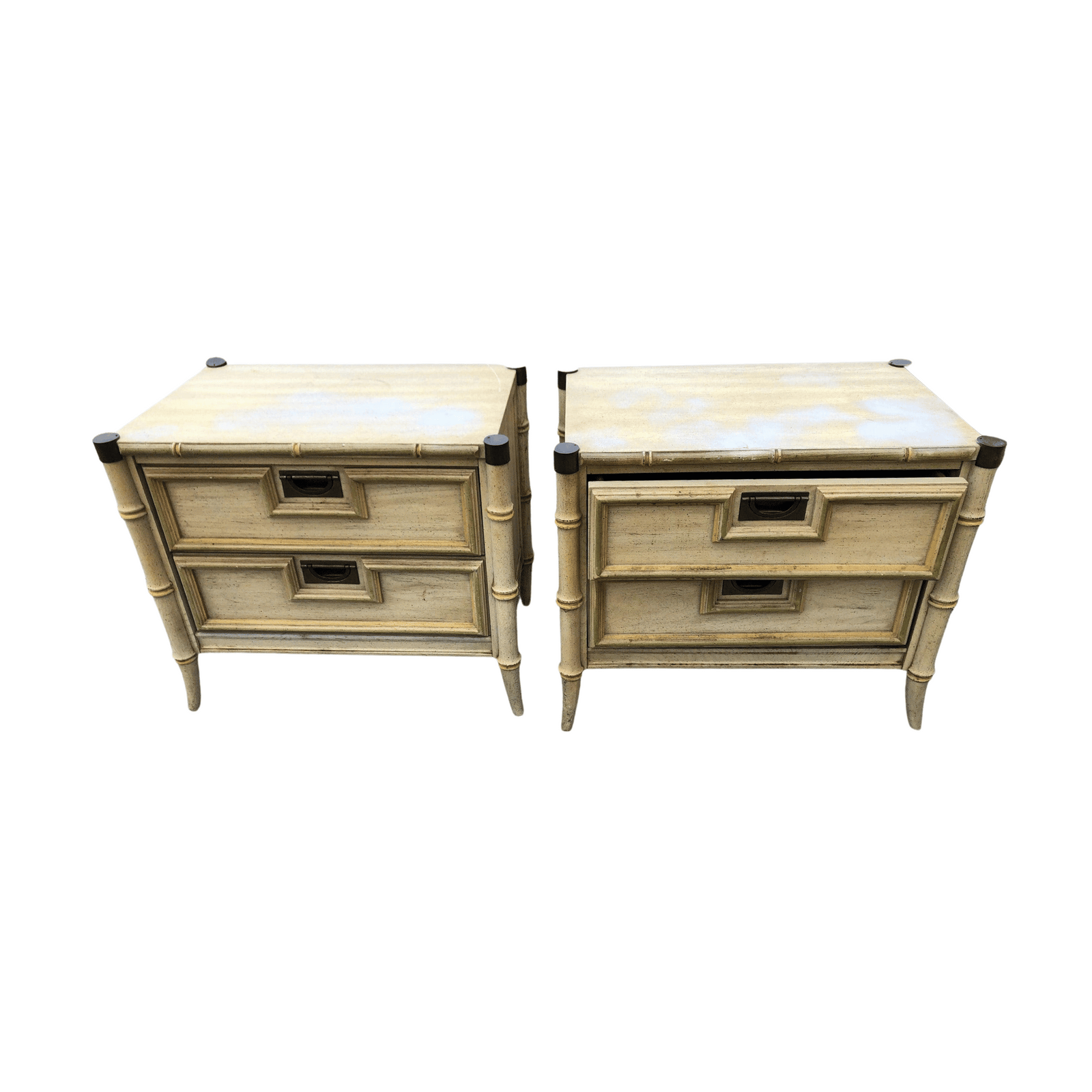 Vintage Faux Bamboo Nightstands - Lacquered