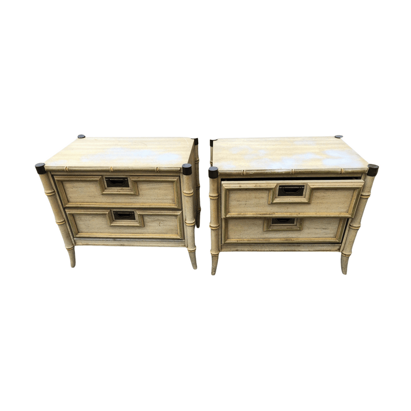 Nightstands Vintage Faux Bamboo Nightstands - Custom Lacquered The Resplendent Home