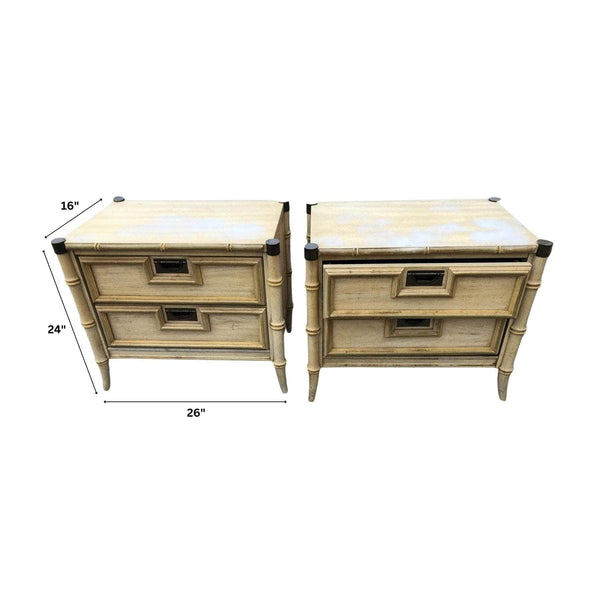 Nightstands Vintage Faux Bamboo Nightstands - Lacquered The Resplendent Crow