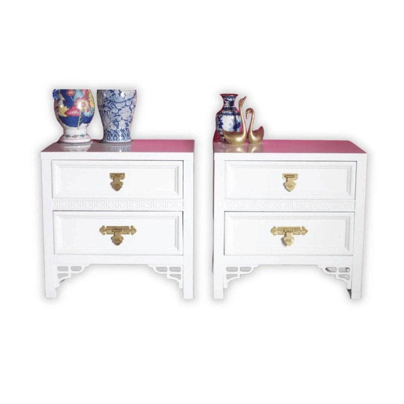 Pair of Dixie Shangri-La Nightstands - Lacquered The Resplendent Crow