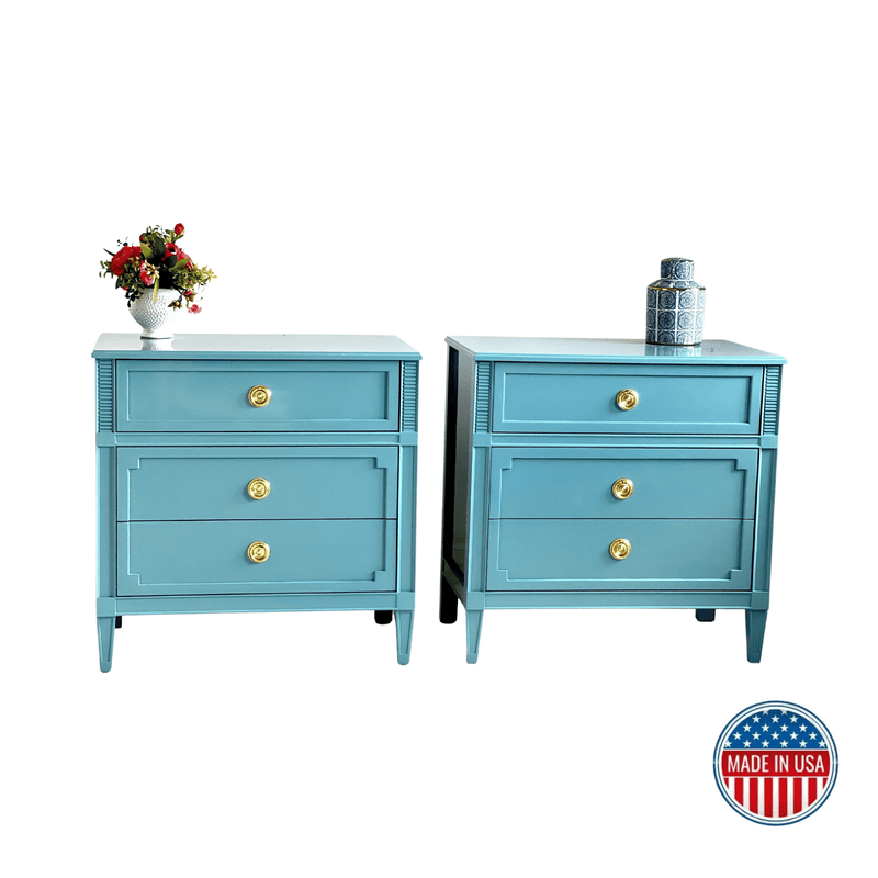 Pair of Emily Nightstands - Custom Lacquered The Resplendent Crow