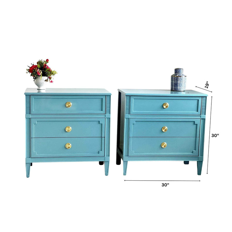 Pair of Emily Nightstands - Lacquered The Resplendent Crow