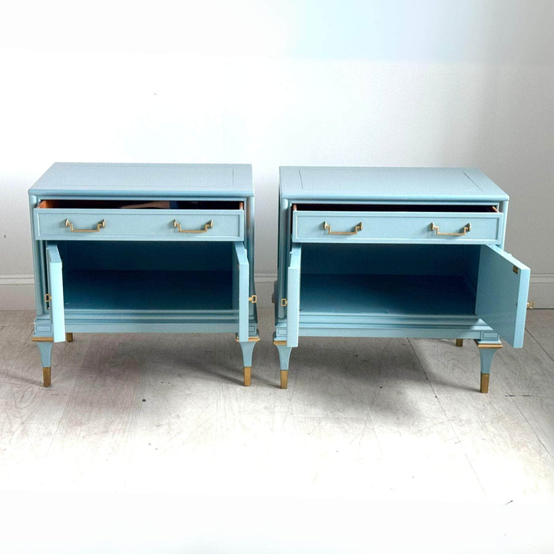 Pair of Nightstands in Oval Room Blue - Ready To Ship The Resplendent Crow