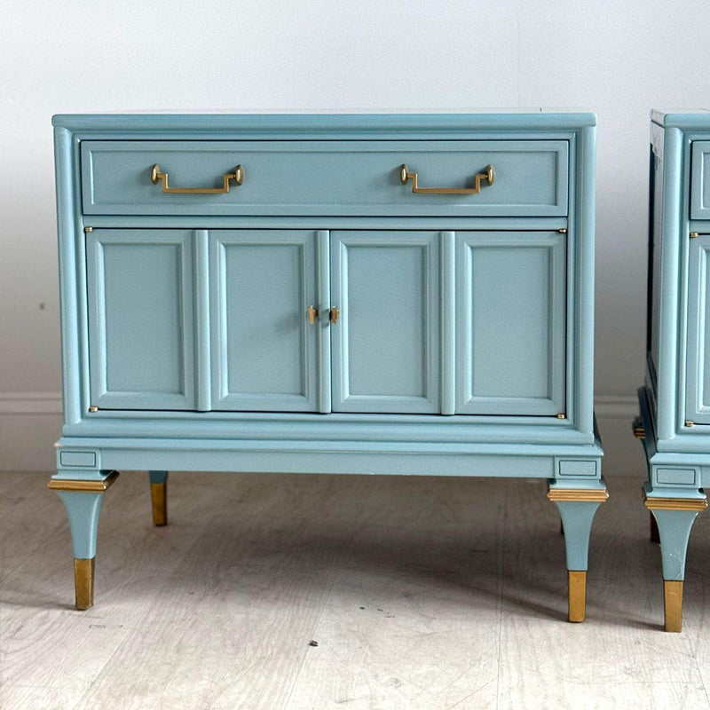 Pair of Nightstands in Oval Room Blue - Ready To Ship The Resplendent Crow