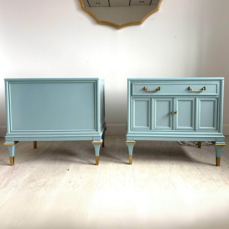 Pair of Nightstands in Oval Room Blue - Ready To Ship The Resplendent Crow