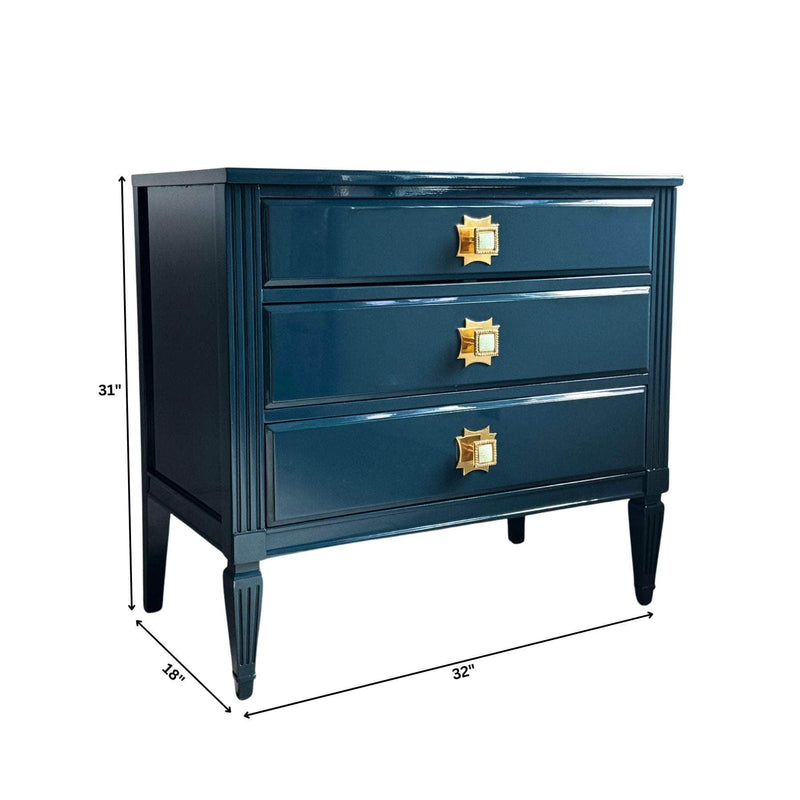 Pair of Nightstands in Washington Blue with Amazonite Knobs The Resplendent Crow