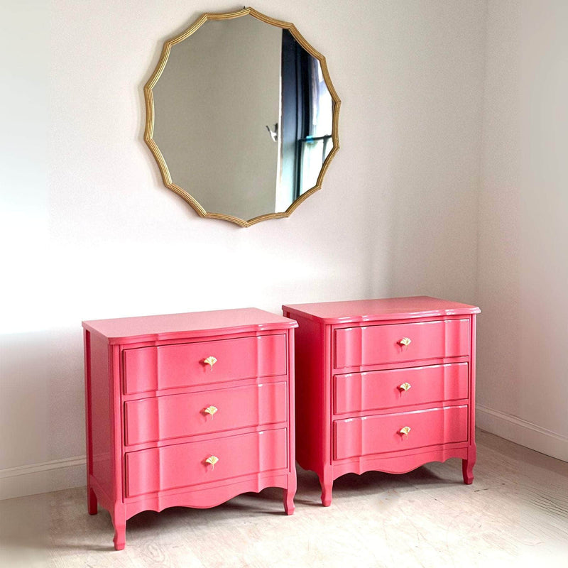 Pair of Oversized Nightstands in Coral - Ready To Ship The Resplendent Crow