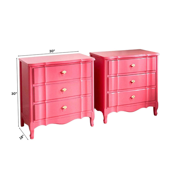 Pair of Oversized Nightstands in Coral - Ready To Ship The Resplendent Crow