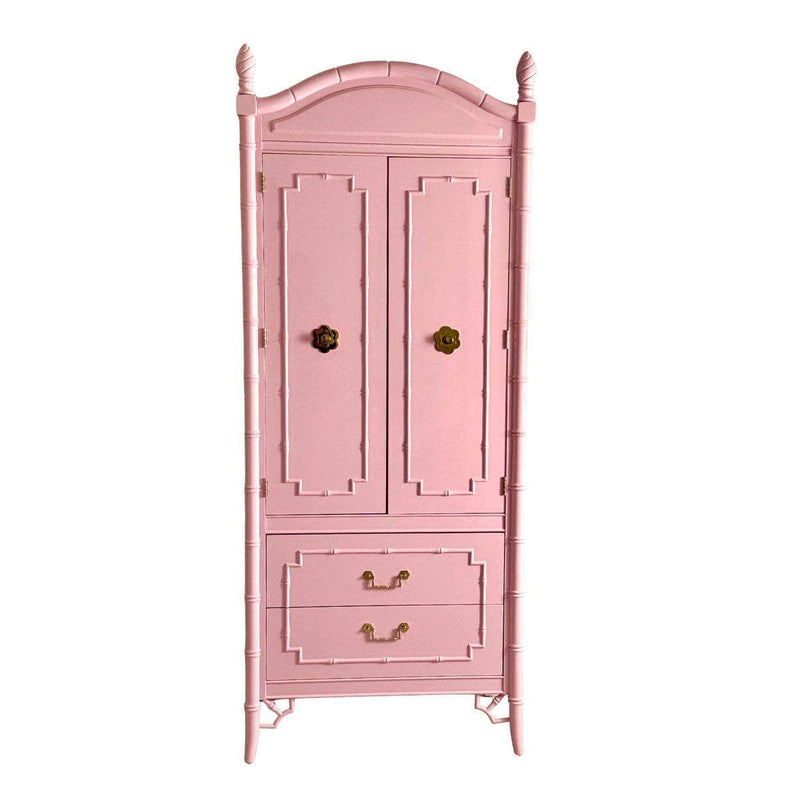 Pink Lacquered Tall Armoire - Ready To Ship The Resplendent Crow