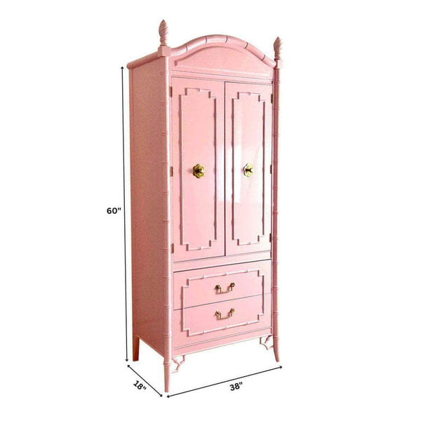 Pink Lacquered Tall Armoire - Ready To Ship The Resplendent Crow