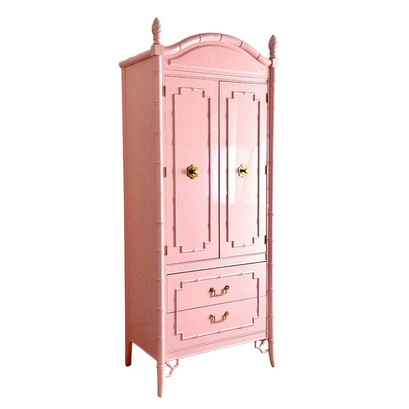 Pink Lacquered Tall Armoire - Ready To Ship The Resplendent Crow