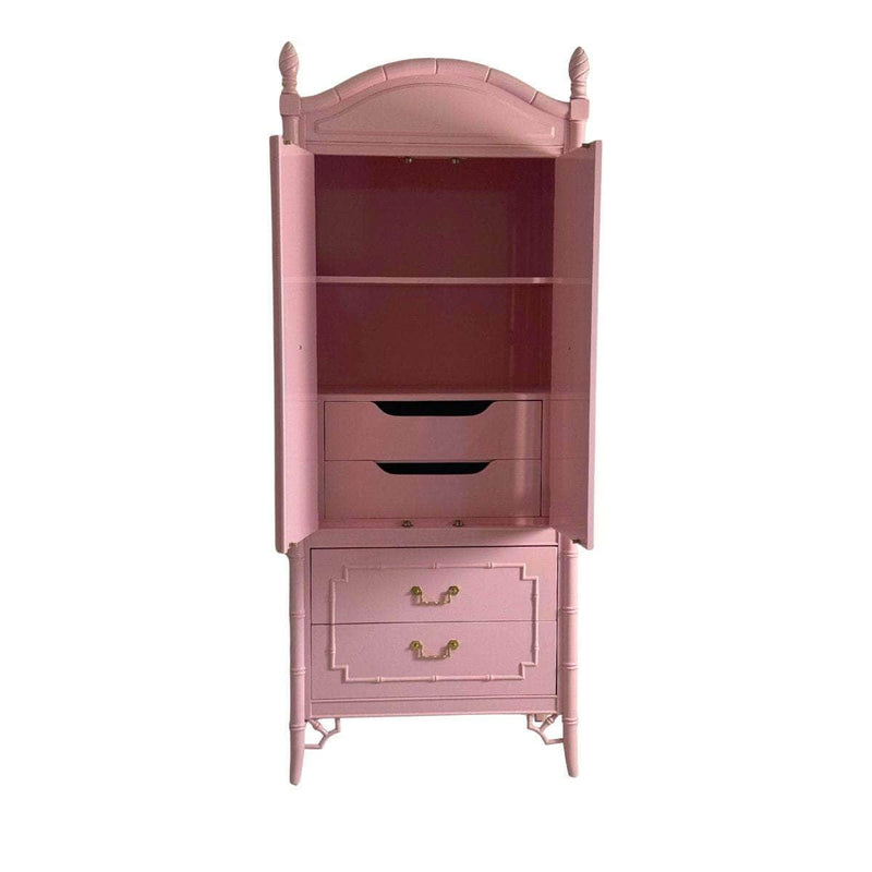 Pink Lacquered Tall Armoire - Ready To Ship The Resplendent Crow