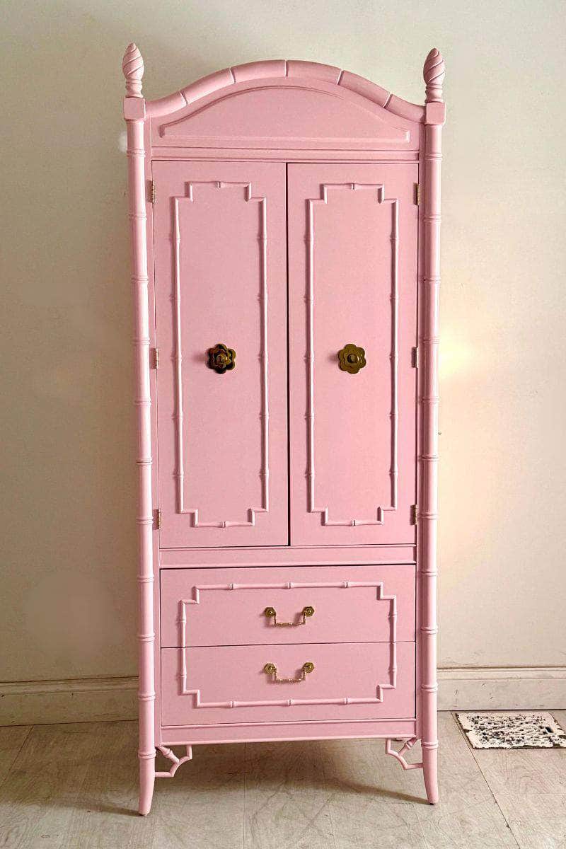 Pink Lacquered Tall Armoire - Ready To Ship The Resplendent Crow