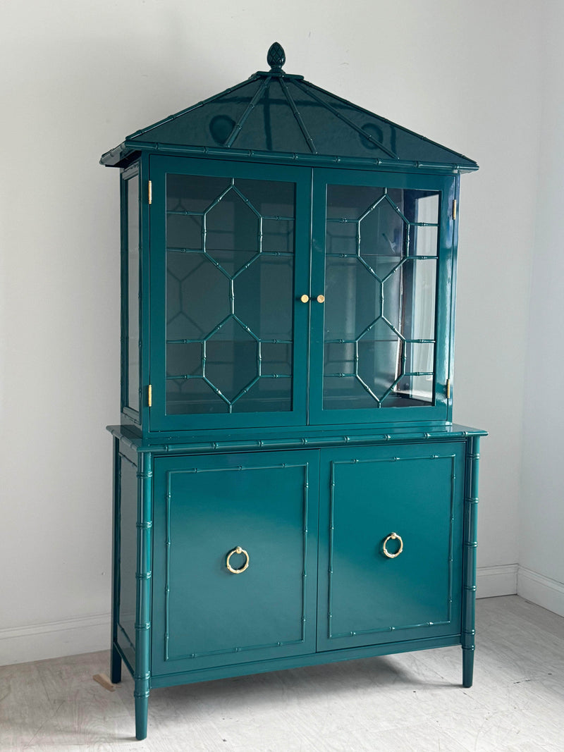 Savannah Pagoda Faux Bamboo China Cabinet The Resplendent Home