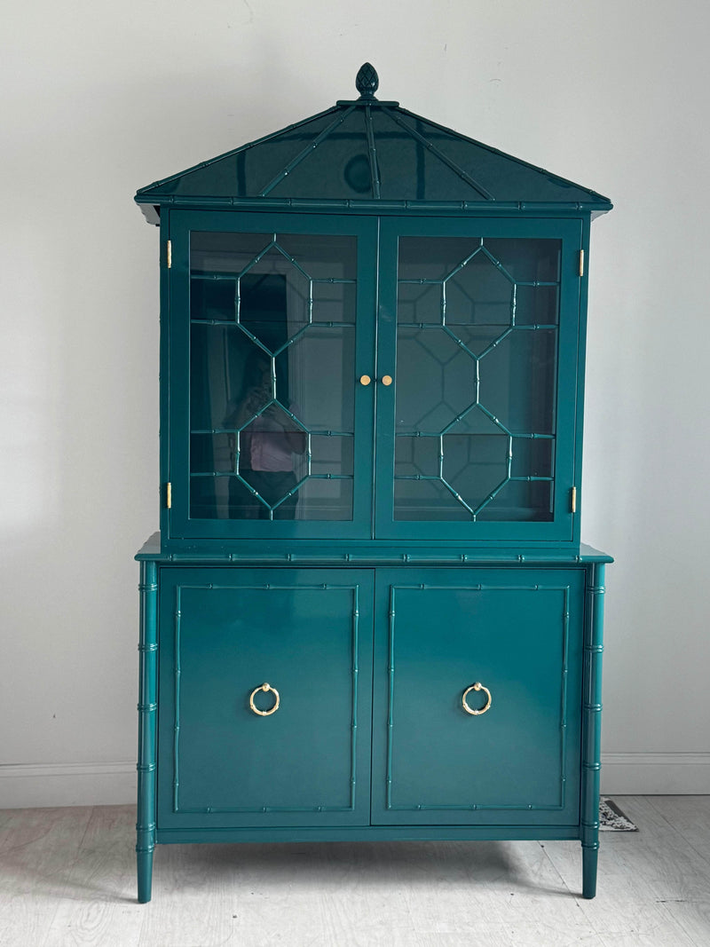Savannah Pagoda Faux Bamboo China Cabinet The Resplendent Home