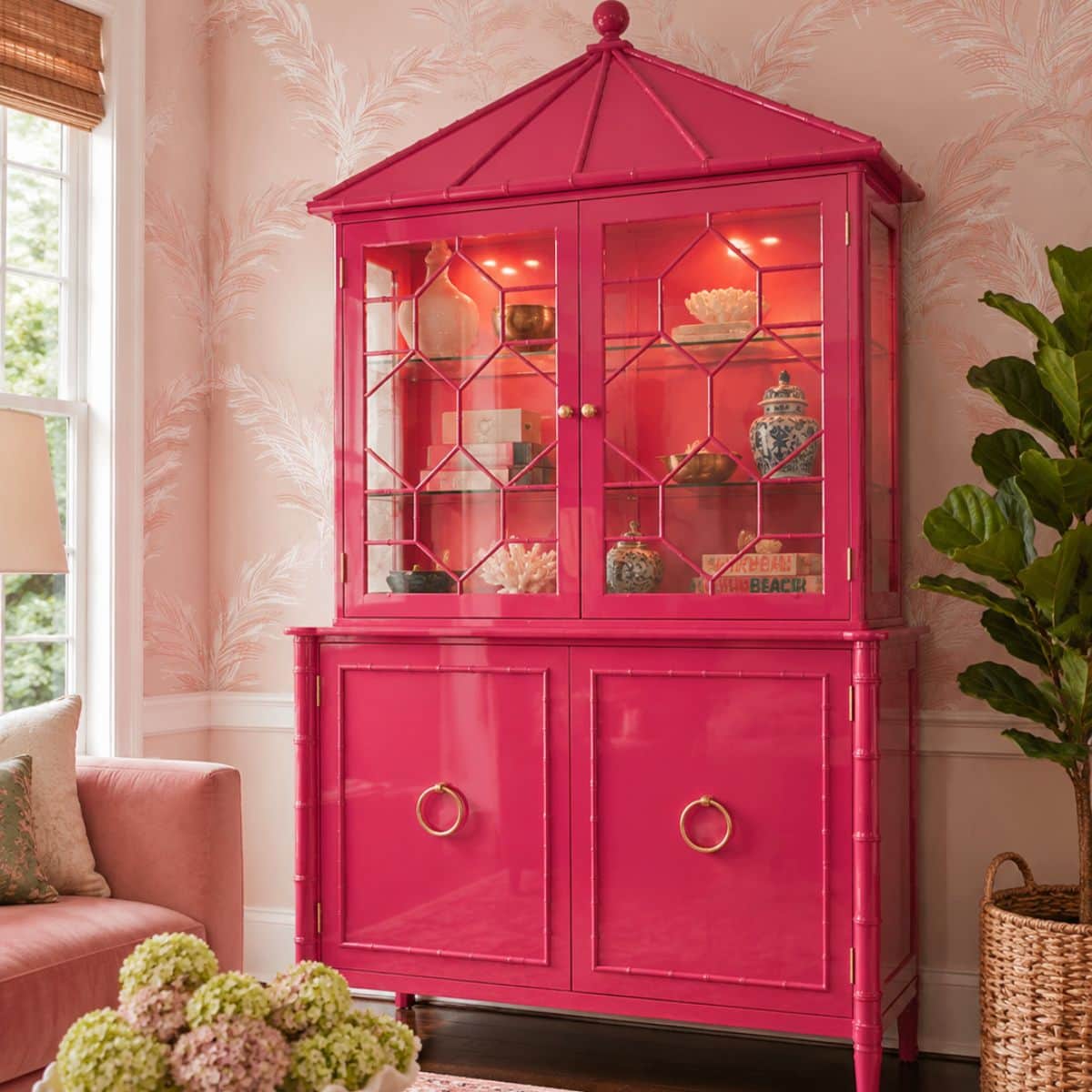Savannah Pagoda Faux Bamboo China Cabinet