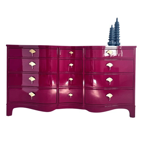 Serpentine 12 Drawer Dresser in Ruby Ready To Ship The Resplendent Home