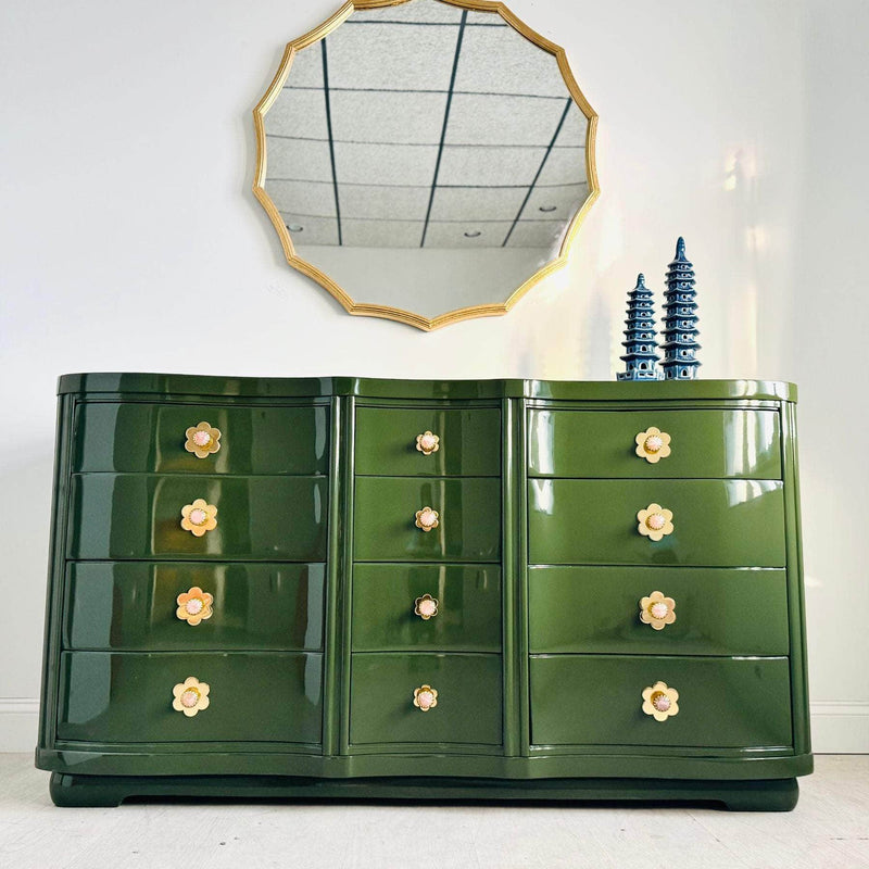 Serpentine Dresser in Olive Green The Resplendent Home