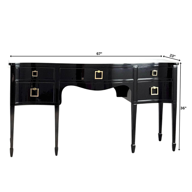 Sideboard 5 Drawer Curved Sideboard in Black - Ready To Ship The Resplendent Crow