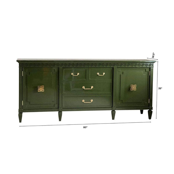 Sideboard Athens Credenza with Greek Key Details - Lacquered The Resplendent Crow