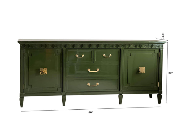 Sideboard Athens Credenza with Greek Key Details - Lacquered The Resplendent Crow