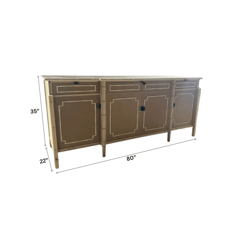 Sideboard Breakfront Faux Bamboo Credenza - Custom Lacquered The Resplendent Crow