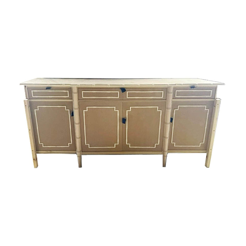 Sideboard Breakfront Faux Bamboo Credenza - Custom Lacquered The Resplendent Crow