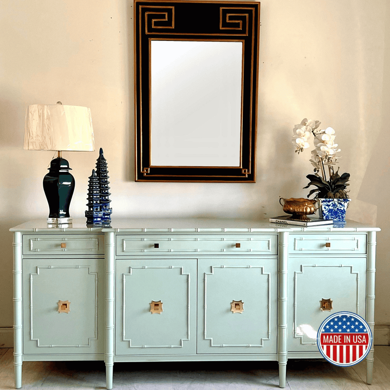 Breakfront Faux Bamboo Credenza Lacquered