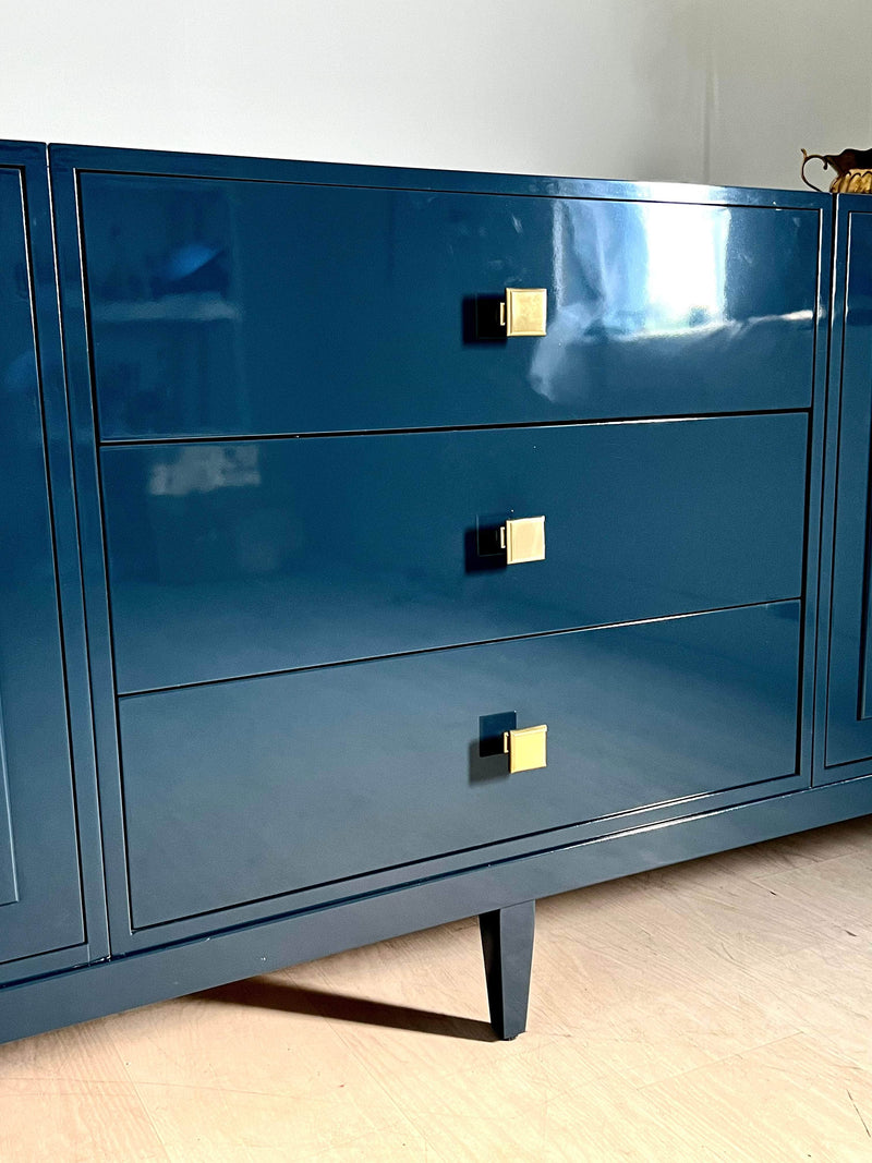 Sideboard Modular 4 Piece Credenza Lacquered in Washington Blue The Resplendent Crow