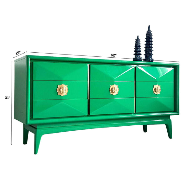 Sideboard United Furniture Diamond Front Credenza in Bold Green The Resplendent Crow