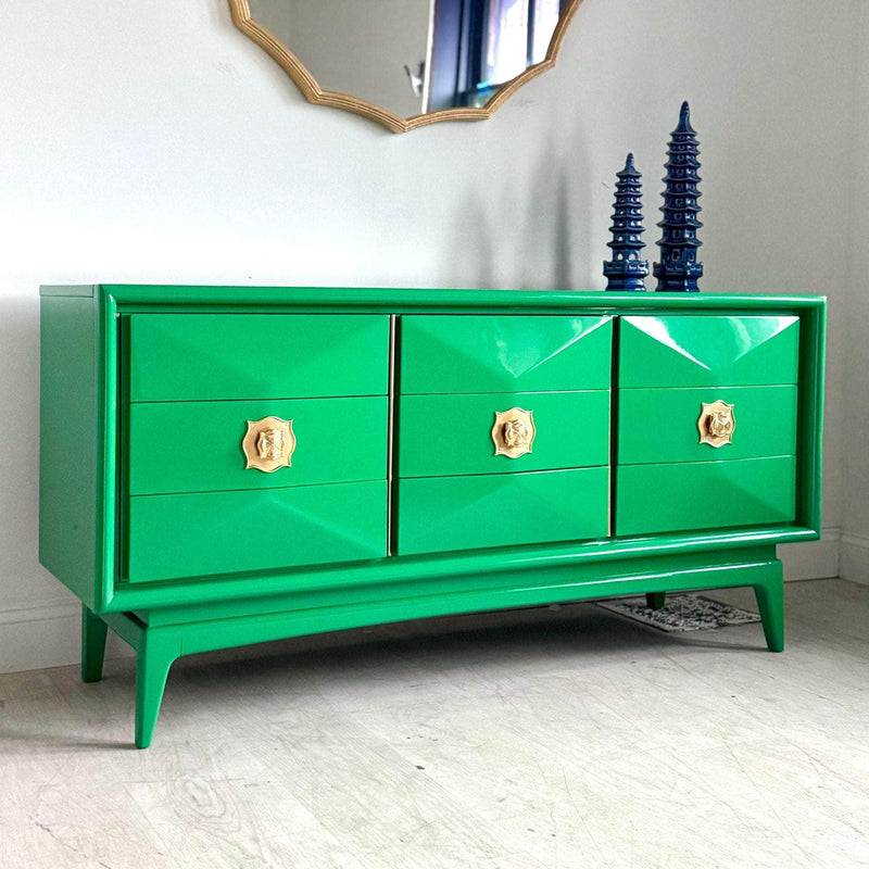 Sideboard United Furniture Diamond Front Credenza in Bold Green The Resplendent Crow