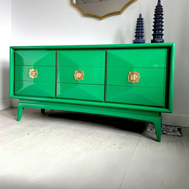 Sideboard United Furniture Diamond Front Credenza in Bold Green The Resplendent Crow