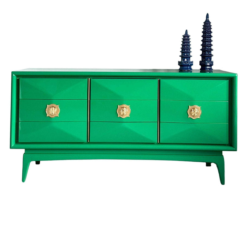 Sideboard United Furniture Diamond Front Credenza in Bold Green The Resplendent Crow