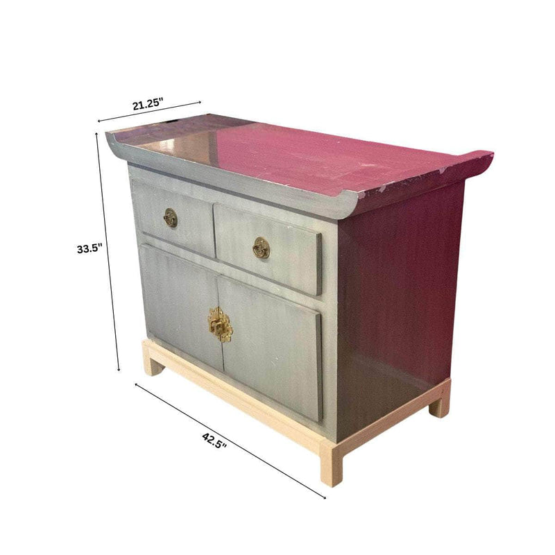 Sideboard Vintage Pair of Chinoiserie Credenzas - Lacquered The Resplendent Crow