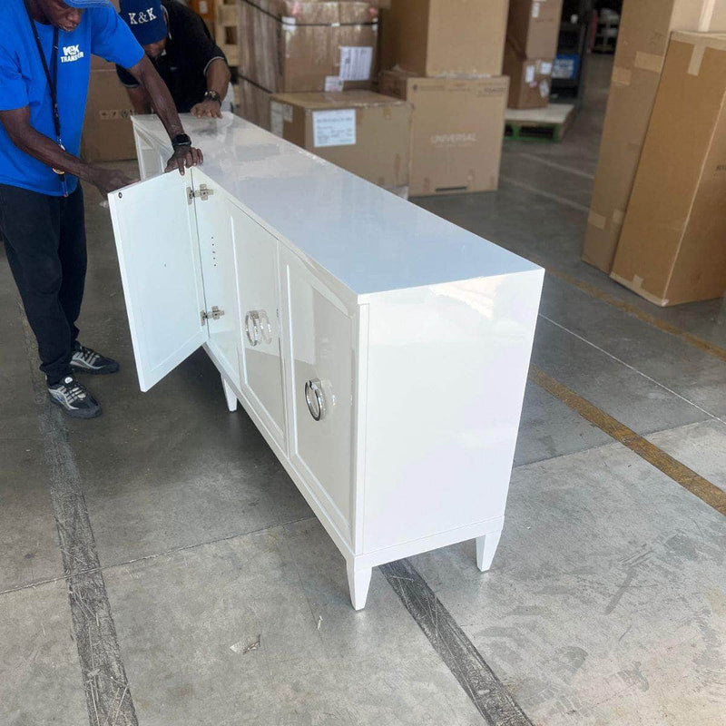 Sideboard Zane 100" Modern Credenza - Lacquered The Resplendent Crow