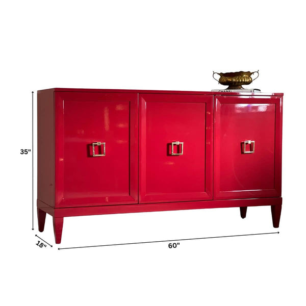 Sideboard Zane 60” Credenza in Lipstick Red - Ready To Ship The Resplendent Crow