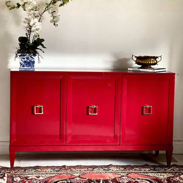 Sideboard Zane 60” Credenza in Lipstick Red - Ready To Ship The Resplendent Crow