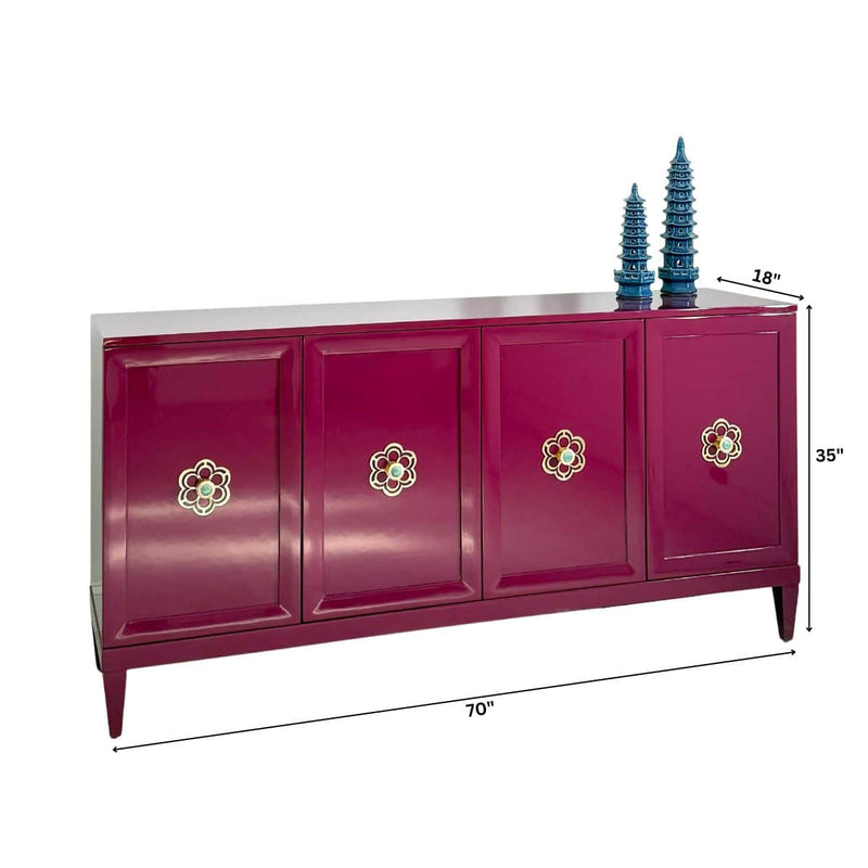 Zane 70” Credenza in Ruby | The Resplendent Crow