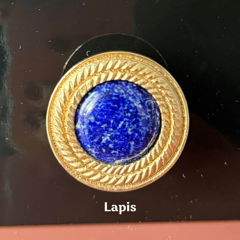 Solid Brass and Gemstone Knob The Resplendent Crow