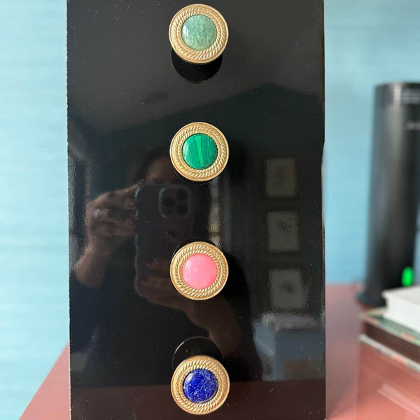 Solid Brass and Gemstone Knob The Resplendent Crow