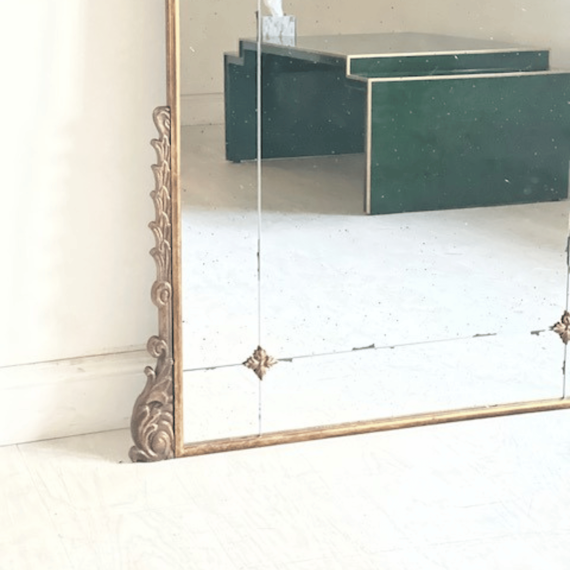 Traditional Full Length Leaning Mirror with Gold Frame