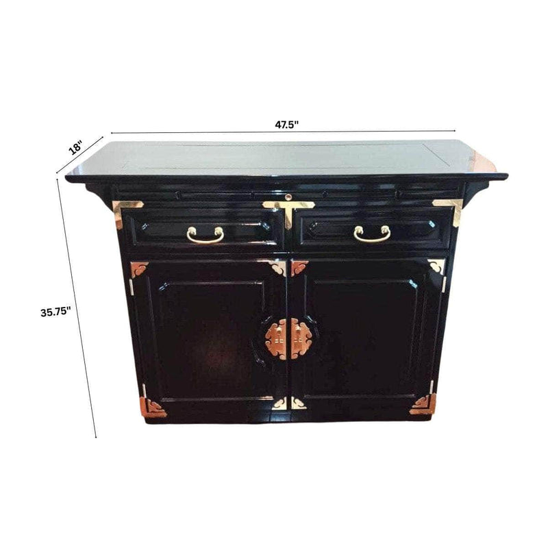 Vintage Bernhardt Server/ Bar - Lacquered The Resplendent Crow