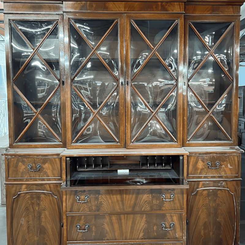 Vintage Bubble Glass China Cabinet - Custom Lacquered The Resplendent Home
