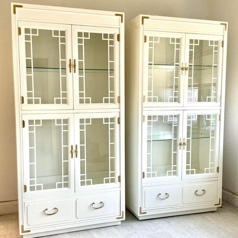 Vintage Chinoiserie Etageres - Lacquered in White Dove The Resplendent Crow